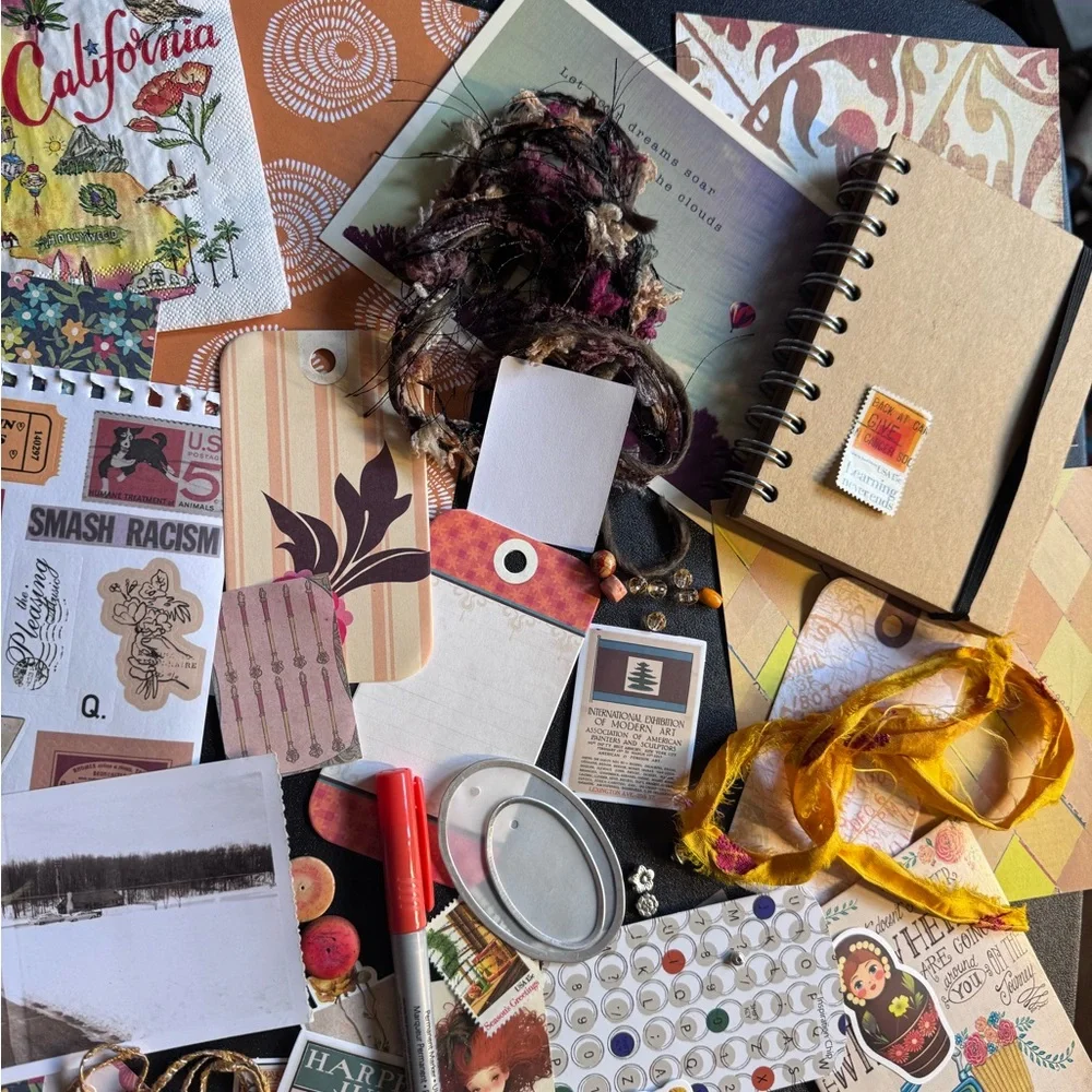 Junk journal supplies giving Boho, farmer market at sunset vibes, 80+ pieces! - Picture 1 of 5
